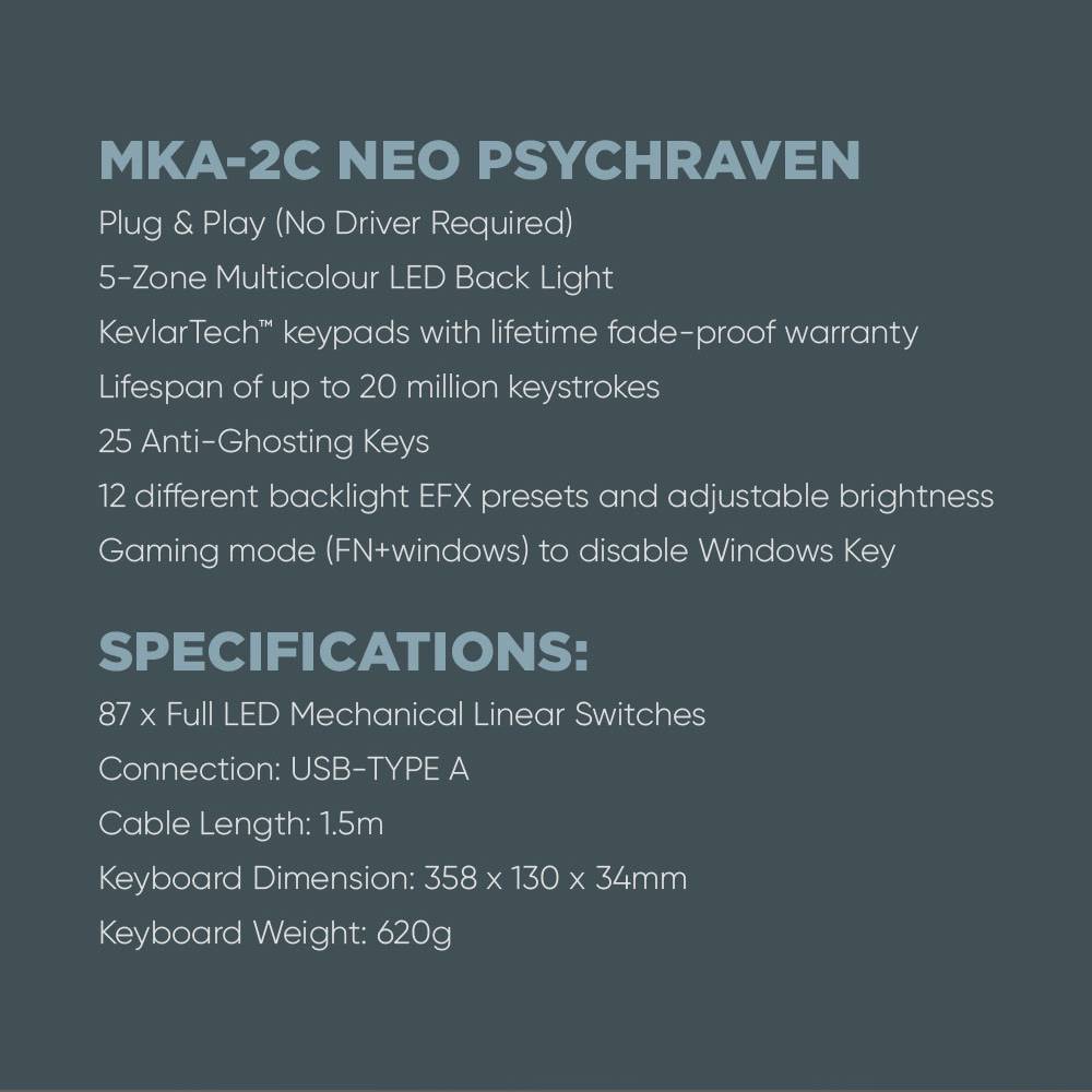 Armaggeddon MKA-2C Neo Black Mechanical Gaming Keyboard 87 Brown Keys