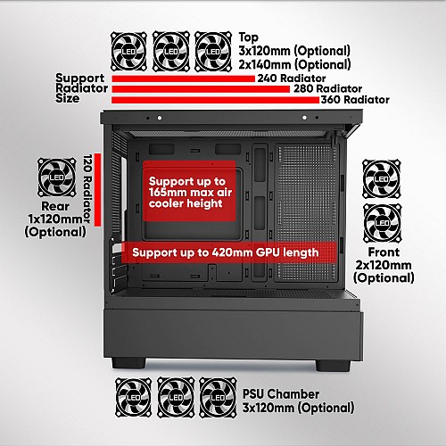 Armaggeddon Gaming Case M-ATX AQUARON DUPLEX PRO Black 