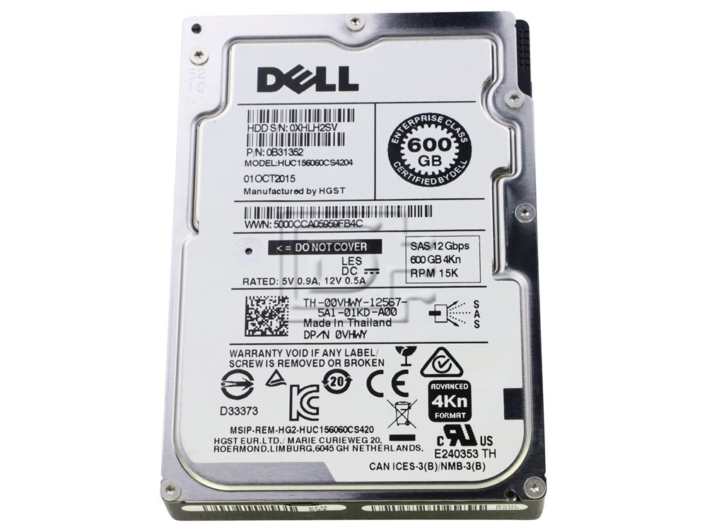 Dell 600GB SAS 12Gbps 2.5" Enterprise HDD - HUC156060CS4204