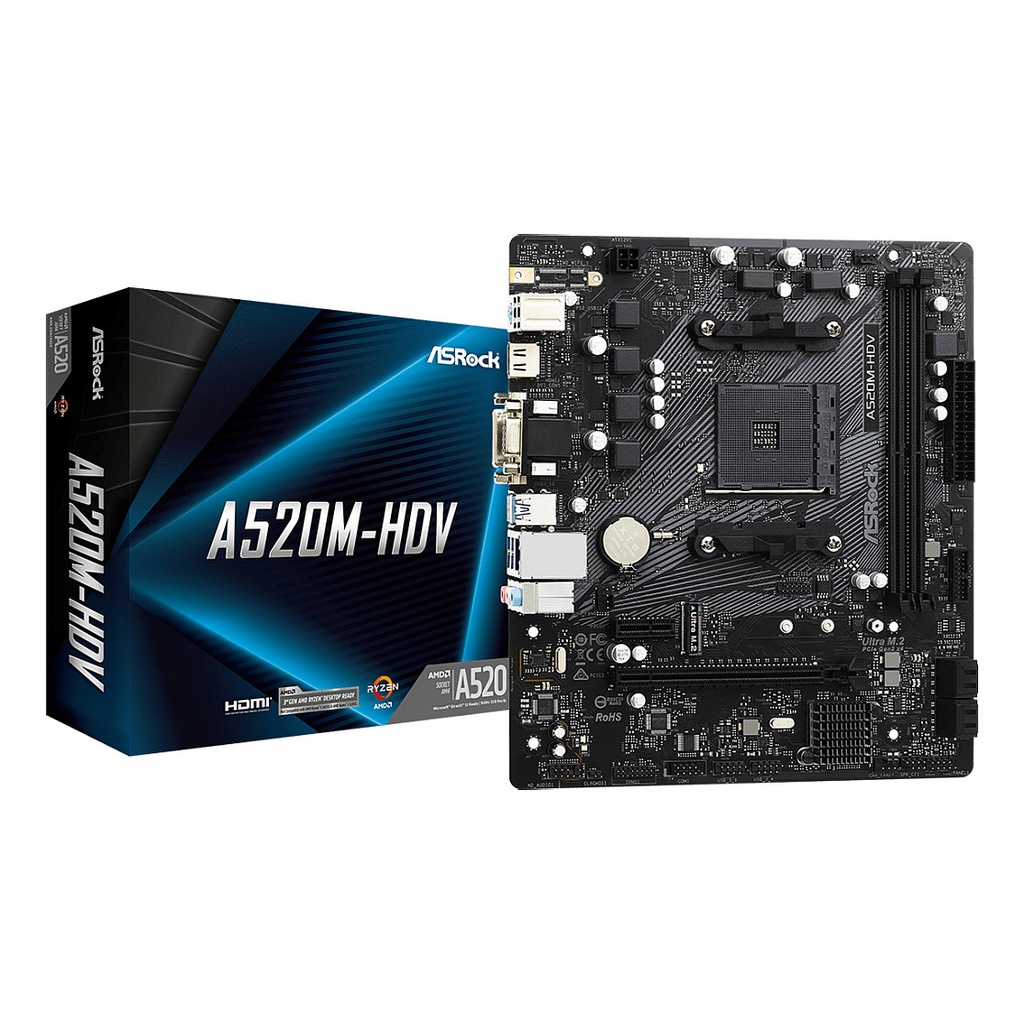 ASRock A520M-HDV micro Socket AMD · A520 AM4 ATX - 90-MXBE50-A0UAYZ
