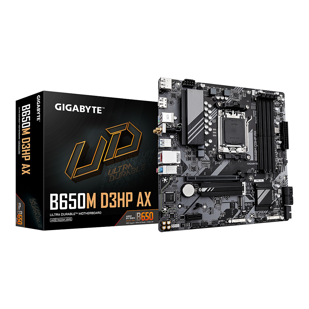 GIGABYTE Motherboard B650M D3HP AX - 1.0 - Micro ATX - Socket AM5 - AMD B650 - B650M D3HP AX