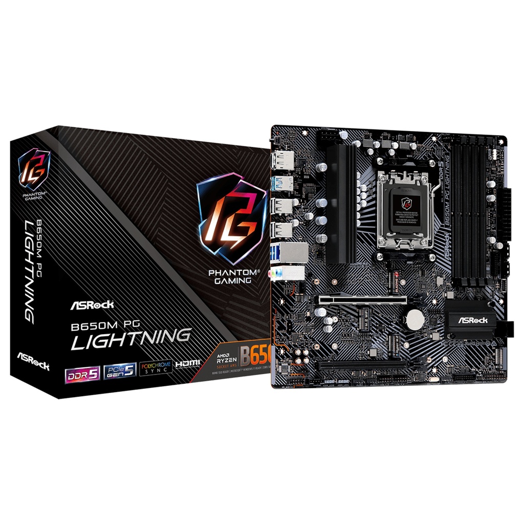 ASRock B650M PG Lightning micro Socket AMD · B650 AM5 ATX - 90-MXBMV0-A0UAYZ