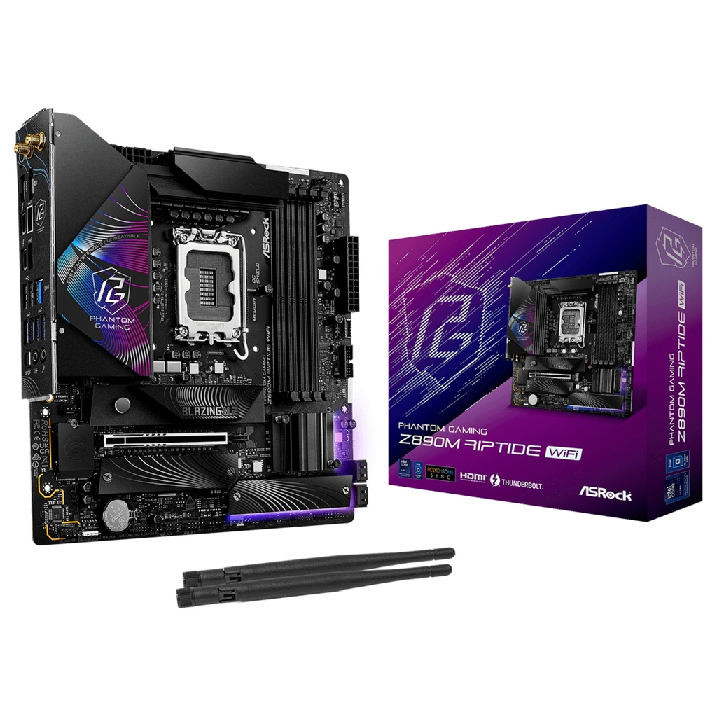 ASROCK Phantom Gaming Z890M RIPTIDE WIFI - motherboard - micro ATX - LGA1851 Socket - Z890 · 90-MXBPK0-A0UAYZ