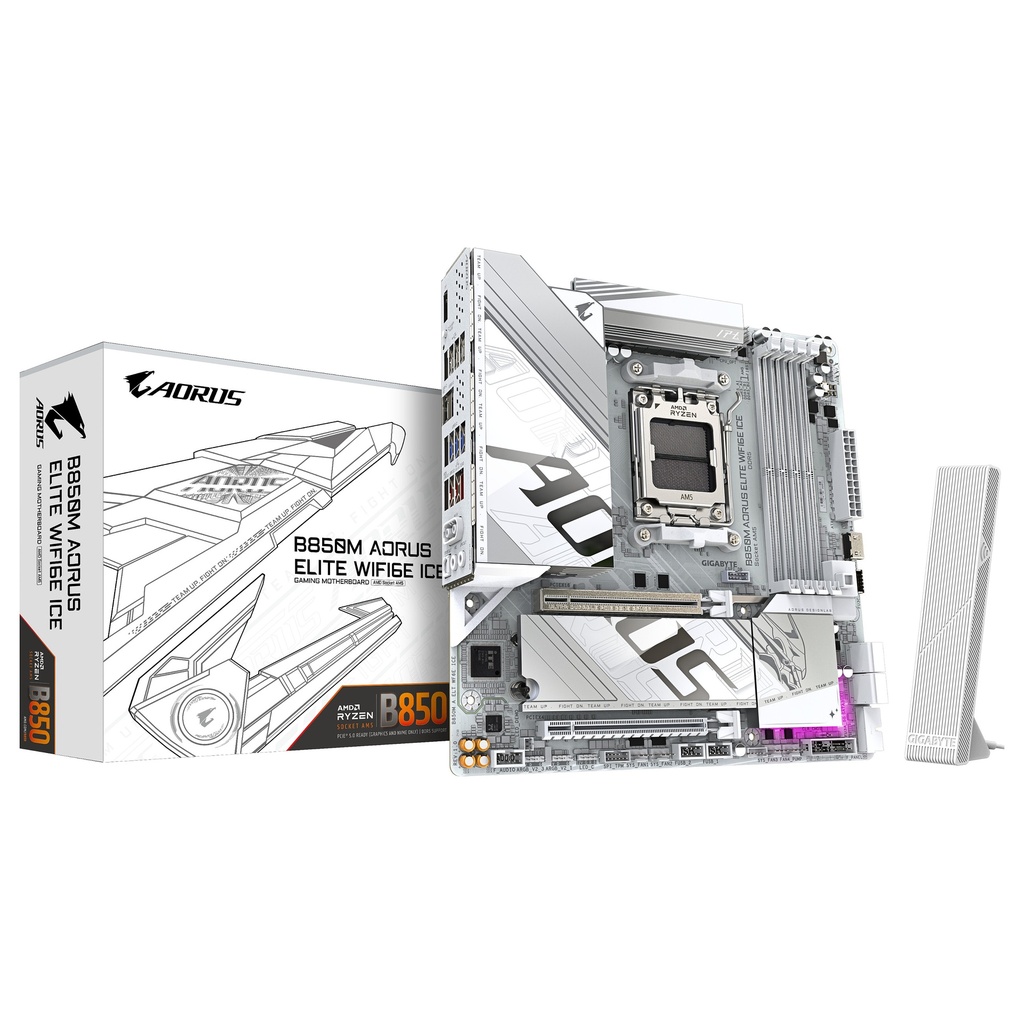 AORUS B850M ELITE WIFI6E ICE - motherboard - micro ATX - Socket AM5 - AMD B850 - B850M A ELT WF6E ICE