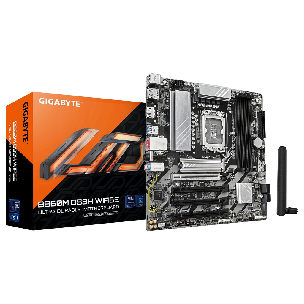 GIGABYTE B860M DS3H WIFI6E - motherboard - micro ATX - LGA1851 Socket - AMD B850 - B860M DS3H WIFI6E