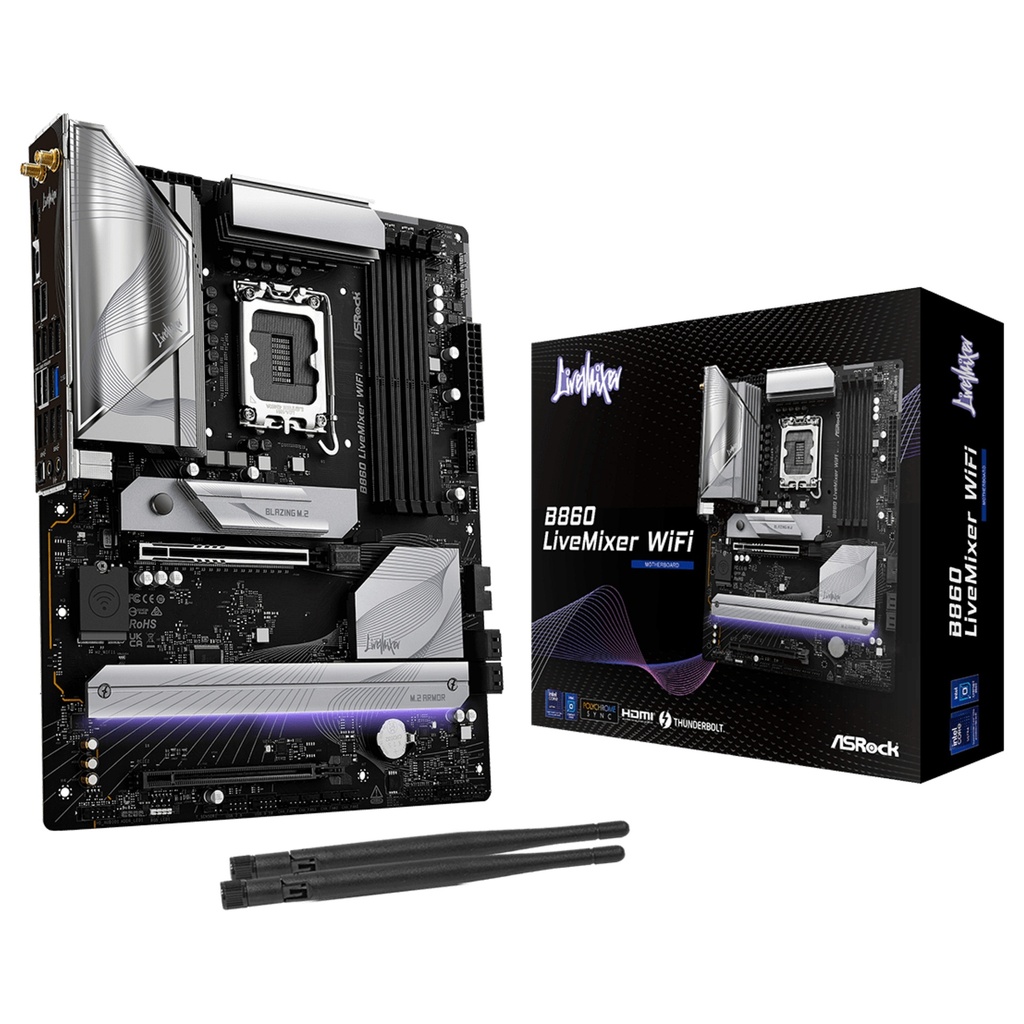 ASROCK B860 LIVEMIXER WIFI - motherboard - ATX - LGA1851 Socket - B860 · 90-MXBQV0-A0UAYZ