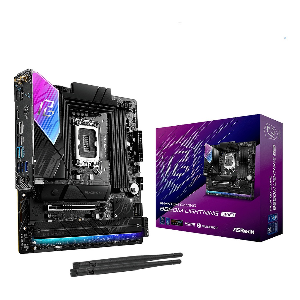 ASROCK Phantom Gaming B860M LIGHTNING WIFI - motherboard - micro ATX - LGA1851 Socket - B860 · 90-MXBQG0-A0UAYZ