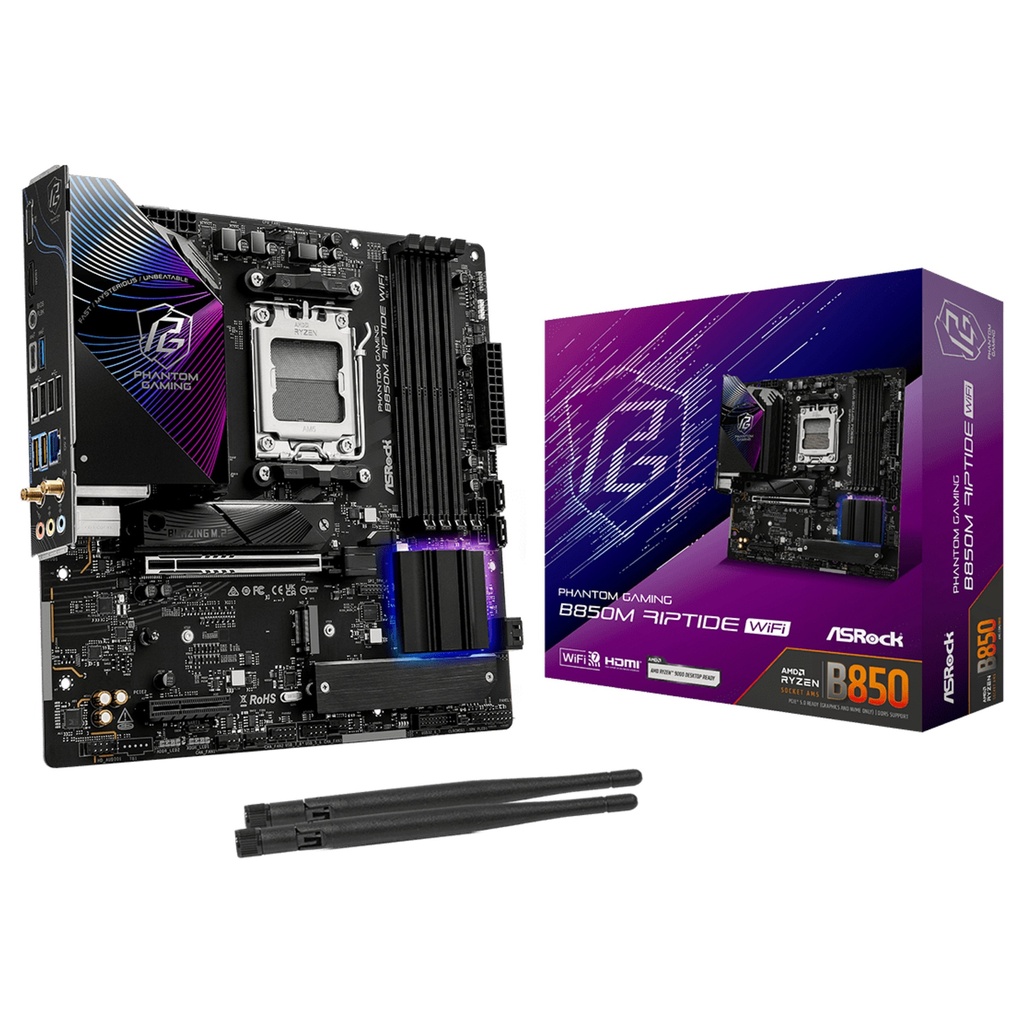 ASRock Phantom Gaming B850M RIPTIDE micro Socket AMD · 90-MXBS3-A0UAYZ B850 AM5 ATX - 90-MXBS30-A0UAYZ