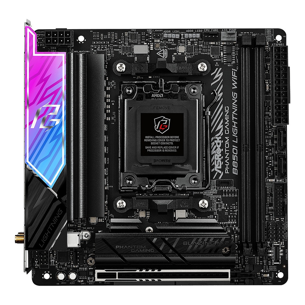 ASROCK Phantom Gaming B850I LIGHTNING WIFI - motherboard - mini ITX - Socket AM5 - AMD B850 · 90-MXBQR0-A0UAYZ