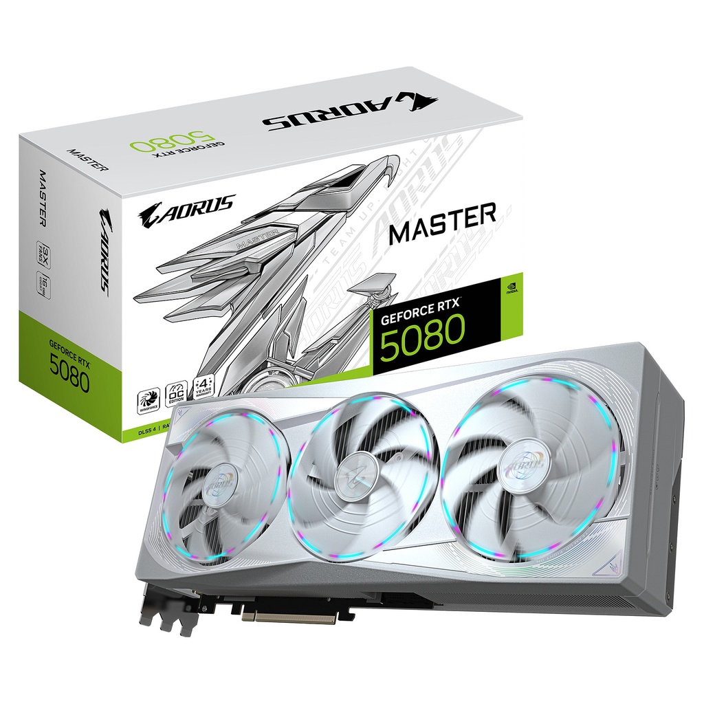 Gigabyte AORUS GeForce RTX 5080 MASTER ICE - graphics card - GeForce RTX 5080 GV-N5080AORUSM ICE-16GD - GV-N5080AORUSM ICE-16GD - GV-N5080AORUSM ICE-16GD 16GB - GV-N5080AORUSM ICE-16GD