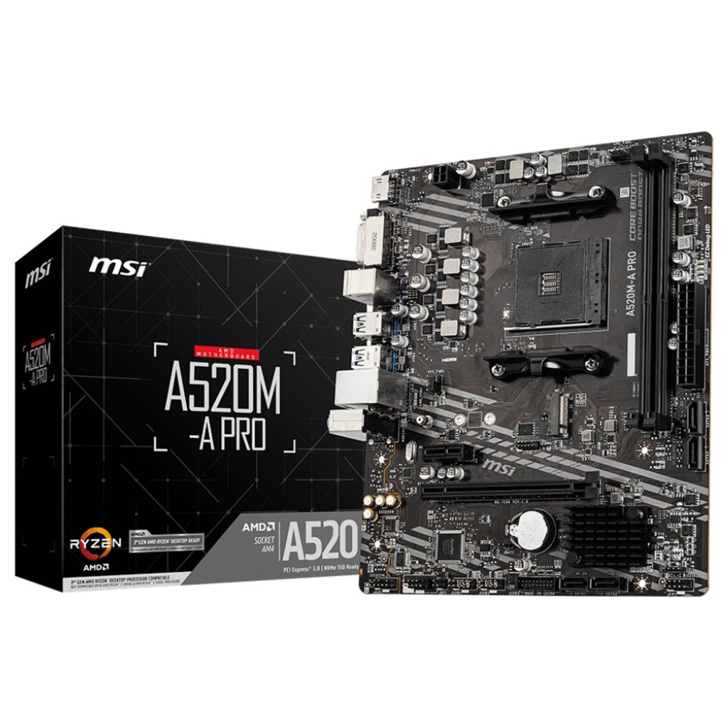 MSI AMD A520M-A PRO A520 AM4 mATX - 7C96-001R