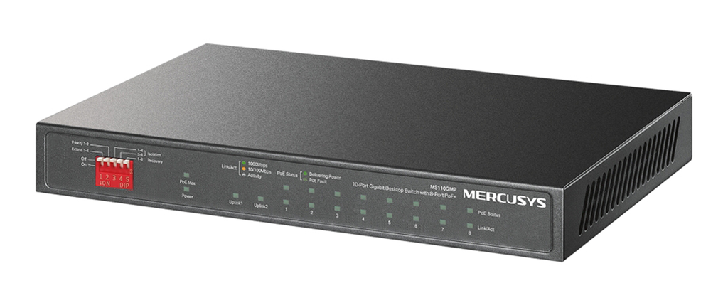 10-Port Gigabit Desktop Switch with 8-Port PoE+ - MS110GMP