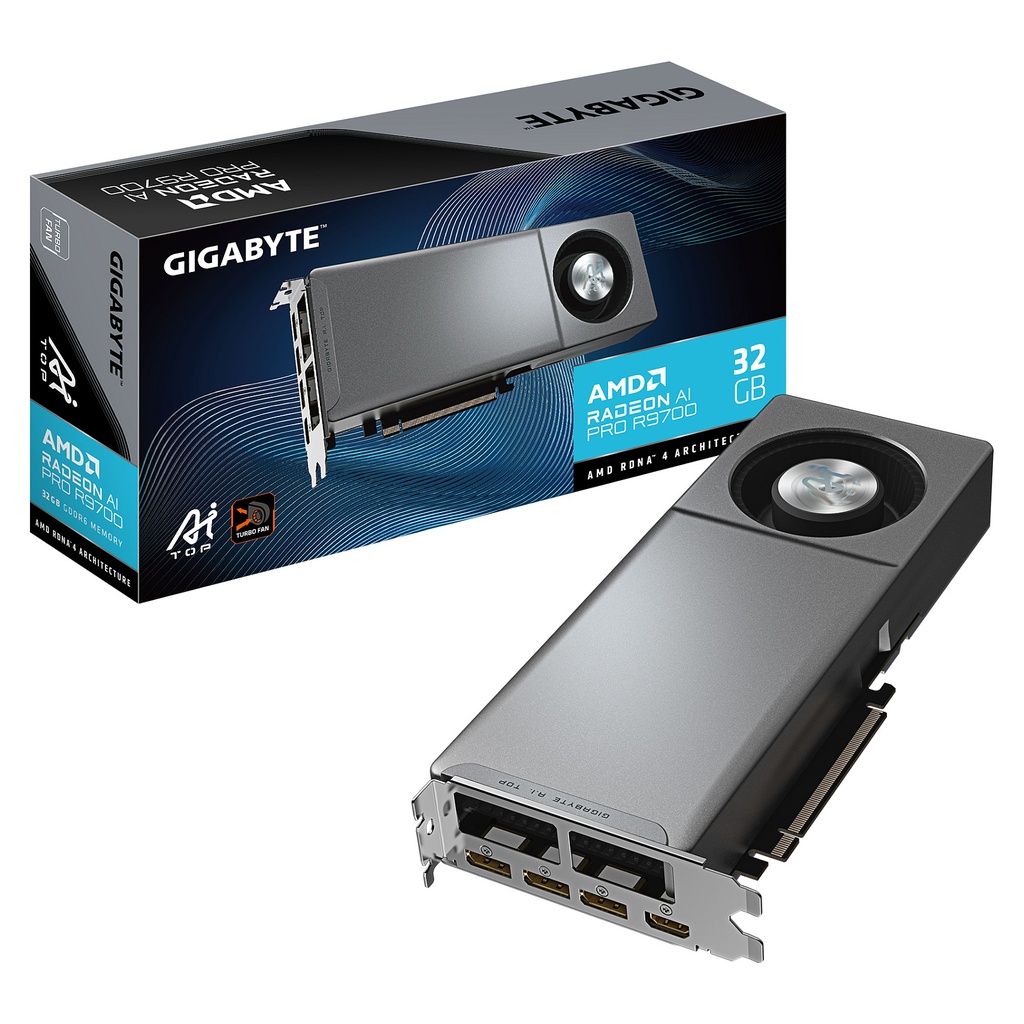 Gigabyte AI PRO 9700 Radeon Turbo Fan - GV-R9700AI TOP-32GD 32GB GDDR6 - GV-R9700AI TOP-32GD