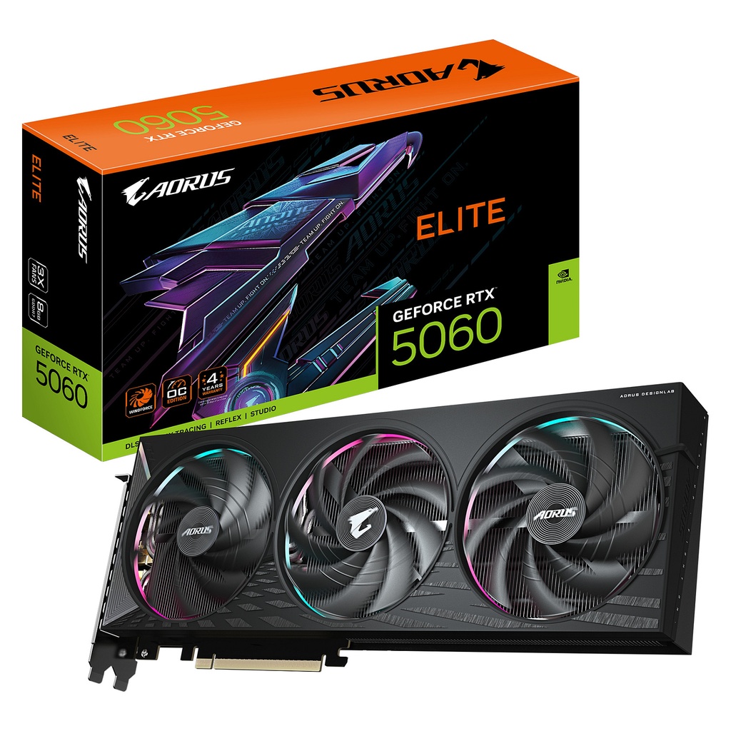 Gigabyte RTX 5060 AROUS ELITE - GV-N5060AORUS E-8GD - GV-N5060AORUS E-8GD 8GB GDDR7 - GV-N5060AORUS E-8GD