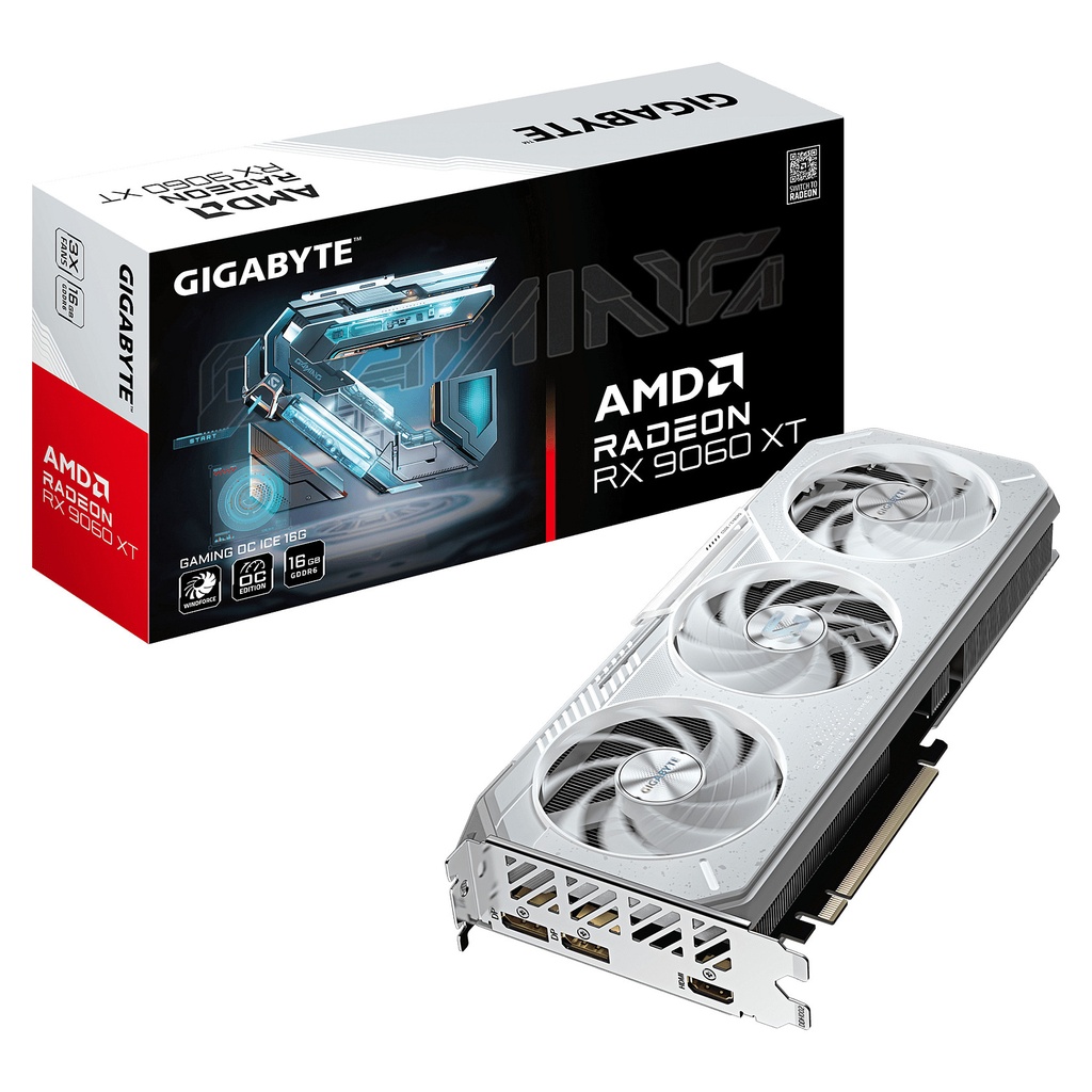 Gigabyte RX 9060 XT Gigaybte Gaming OC ICE - GV-R906XGAMINGOCICE-16GD - GV-R906XGAMINGOCICE-16GD 16GB GDDR6 - GV-R906XGAMINGOCICE-16GD
