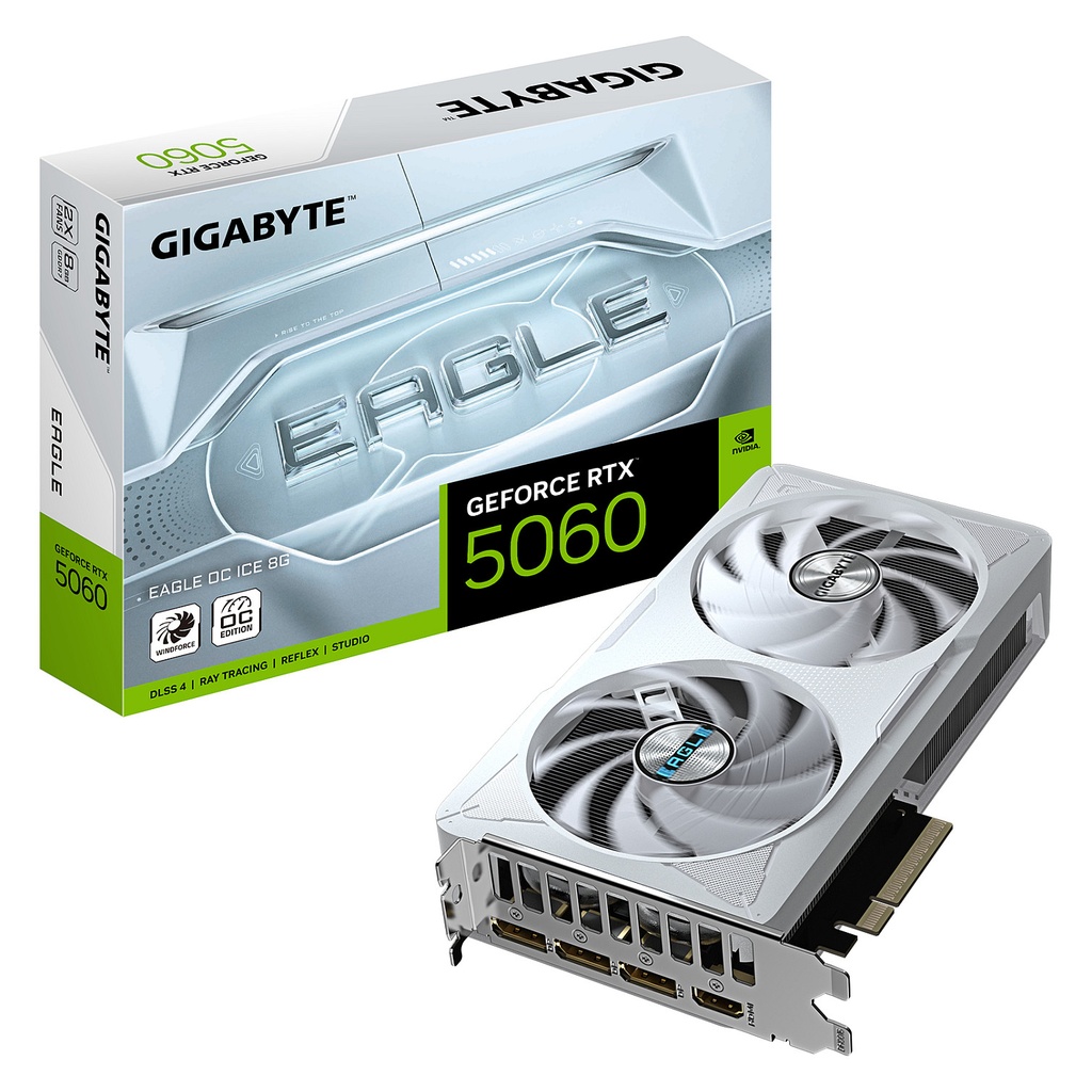 Gigabyte RTX 5060 EAGLE OC ICE - GV-N5060EAGLEOC ICE-8GD - GV-N5060EAGLEOC ICE-8GD - GV-N5060EAGLEOC ICE-8GD 8GB GDDR7 - GV-N5060EAGLEOC ICE-8GD