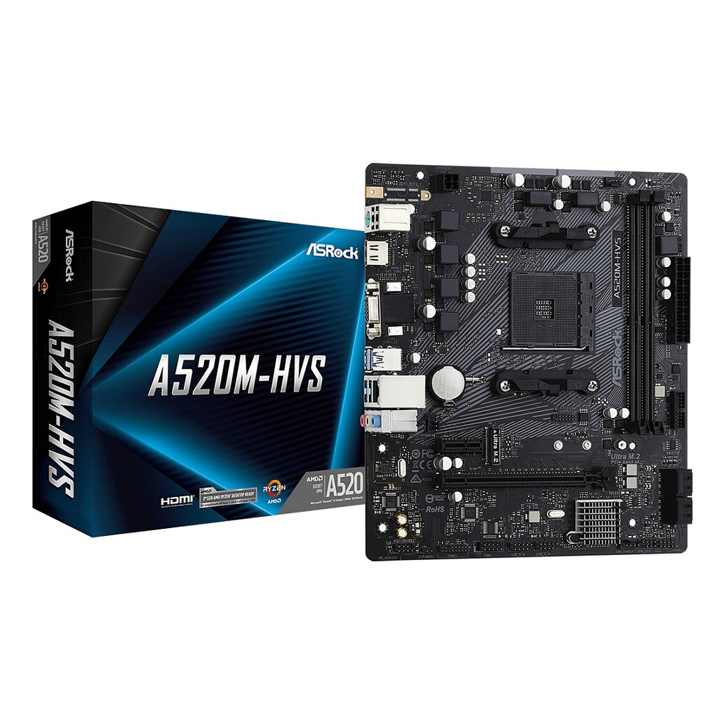 ASRock A520M-HVS A520 AM4 mATX - 90-MXBE60-A0UAYZ