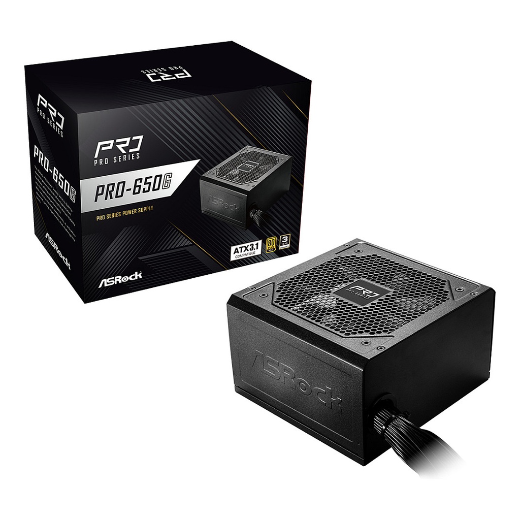 ASRock Pro Series PRO-650G + 650W 80+ Gold - 90-UXR065-GNEAA2