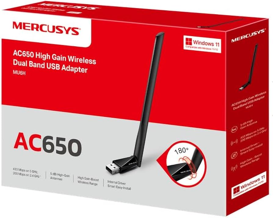AC650 High Gain Wireless Dual Band USB Adapter - MU6H
