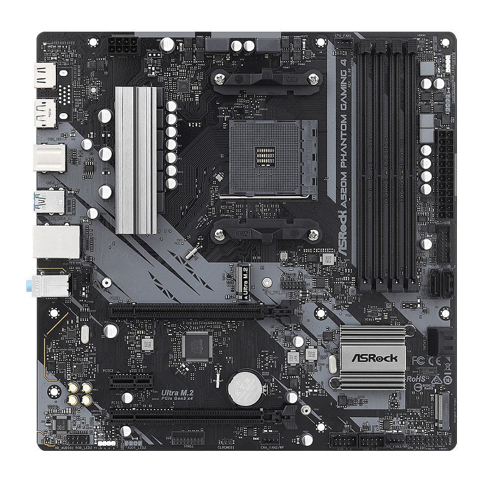 ASRock HDMI/DP A520 AM4 mATX - A520M Phantom Gaming 4